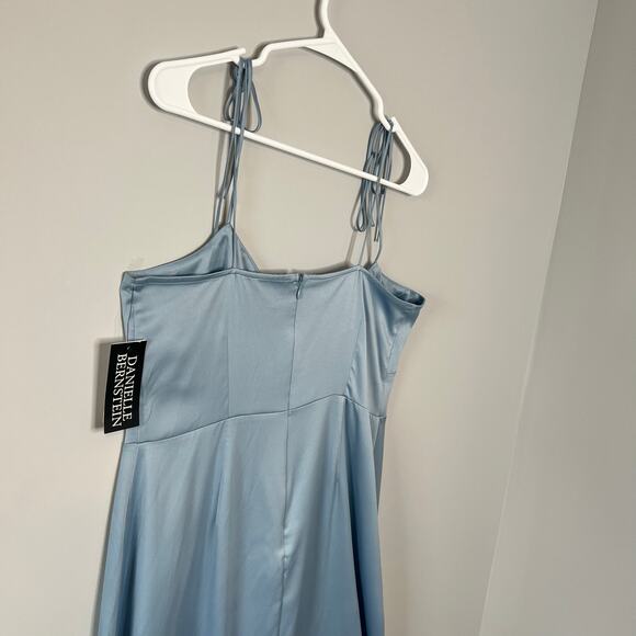 Danielle Bernstein NEW Blue Satin Slip Dress Size 12 90s - Picture 12 of 15